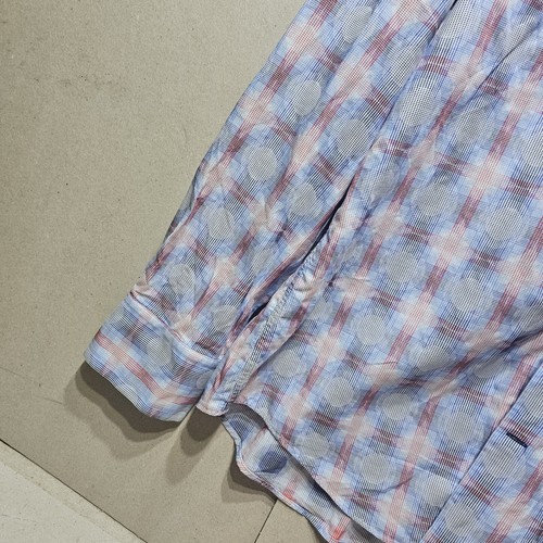 HAWES & CURTIS YORK STRIPED SHIRT Pink / Blue LONG SLEEVES SIZE L PIT PIT 58CM - 第 2/9 張圖片