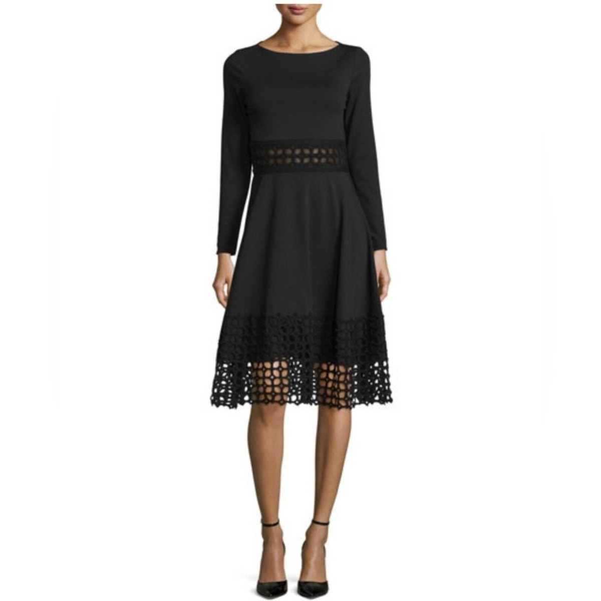 Lela Rose Crochet Hem Fit and Flare Dress Size 4 With Flaws