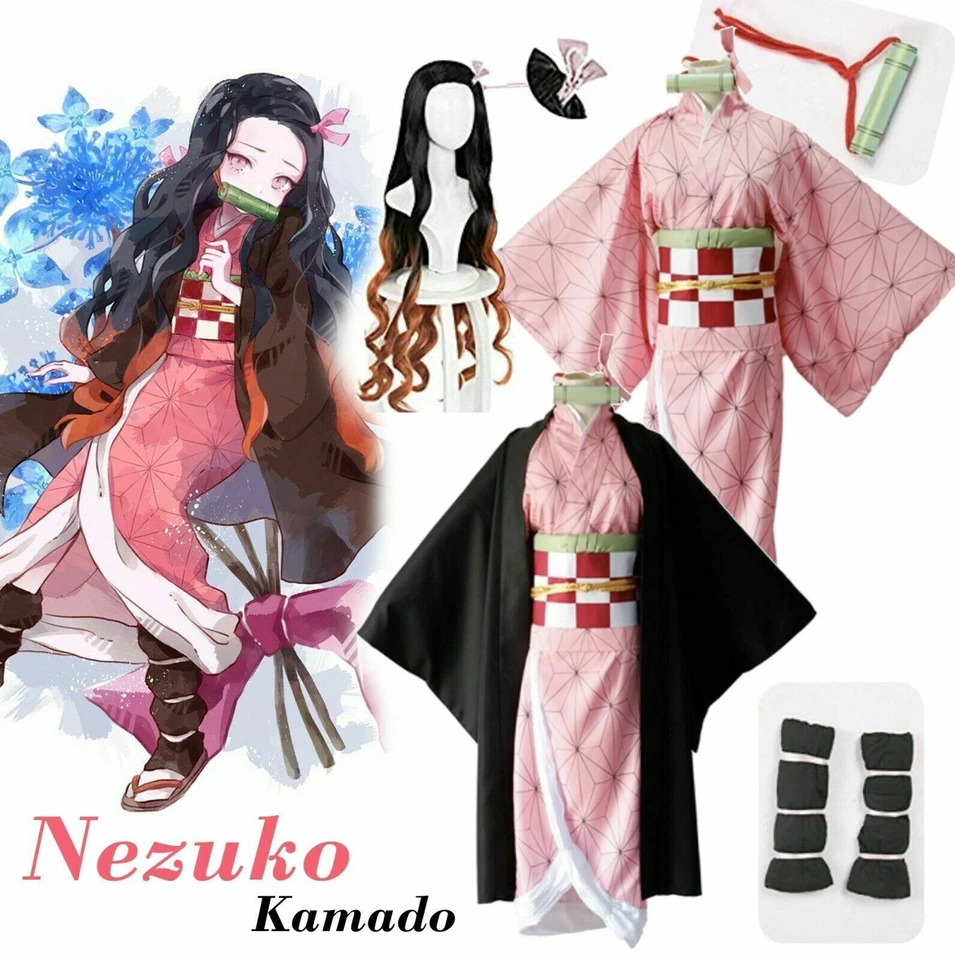 Anime Cosplay Costumes Kamado Nezuko Costume Demon Slayer Kimetsu No Yaiba Wigs - Image 2 of 4
