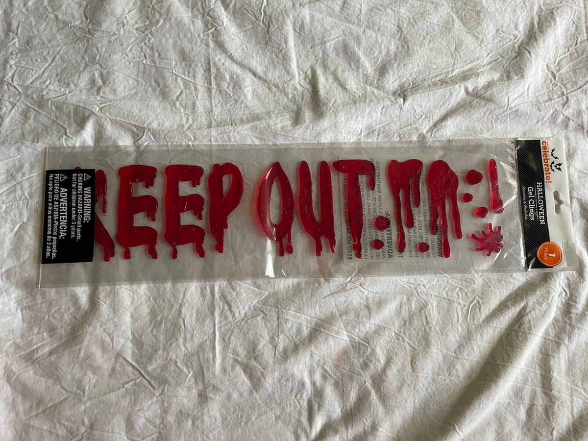 NEW HALLOWEEN 17 pc Red Bloody KEEP OUT Warning Window Gel Clings 