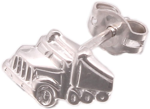 Orecchino Da Uomo LKW TRUCK Oro Bianco Rodio 585 Perno Orecchini Uomo