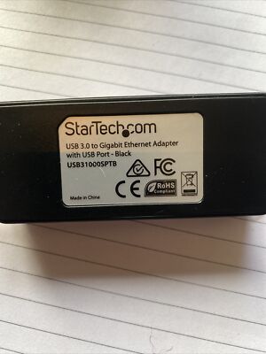 USB31000SPTB Startech USB 3.0 to Gigabit Ethernet Adapter NIC with USB Port Blck