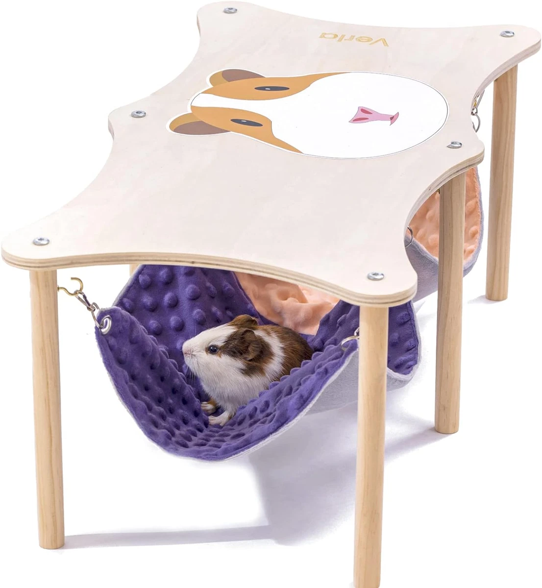 Double Hammock with Stand for Guinea Pigs Hanging Cozy Bed with
