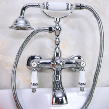 Chrome Brass Bathtub Faucet Clawfoot Bath Tub Filler Shower Mixer Tap ena204