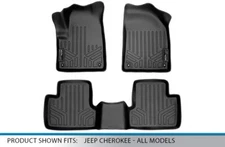 SMARTLINER Black Front & Rear Floor Mat Liners 2014-2021 Jeep Cherokee AJ
