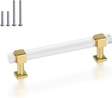 5 Pack Kitchen Cabinet Pulls Square Clear Acrylic Cabinet Handles 5'' Hole Ce...