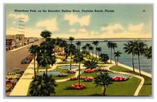 Postcard Waterfront Park Halifax River DaytonaBeach, FL Florida Posted 1941