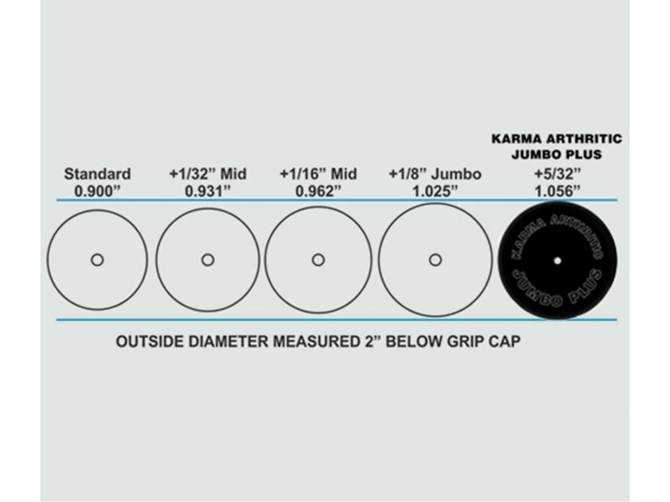 13 empuñaduras de goma artrítica Karma Jumbo Plus (+5/32") - más grandes que Jumbo - Orgullo negro Foto 2 de 4