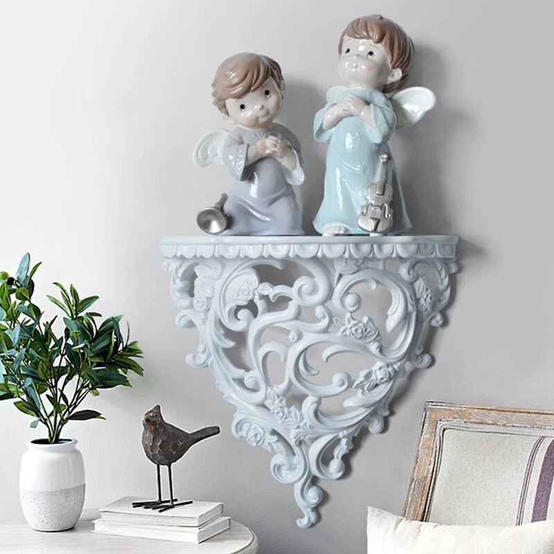 Living room with ornamental shelves deals