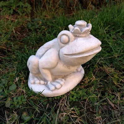 Steinfigur Froschkönig Garten Deko Teich Figur Neu - Bild 1 von 4