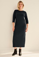 Ellos Plus Size Cotton Spandex Jersey Three-Quarter Sleeve Scoopneck Maxi Dress