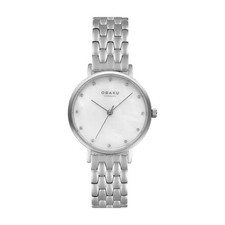 Obaku Brink Lillie Steel Women's Stainless Steel Wrist Watch - Mother of Pearl