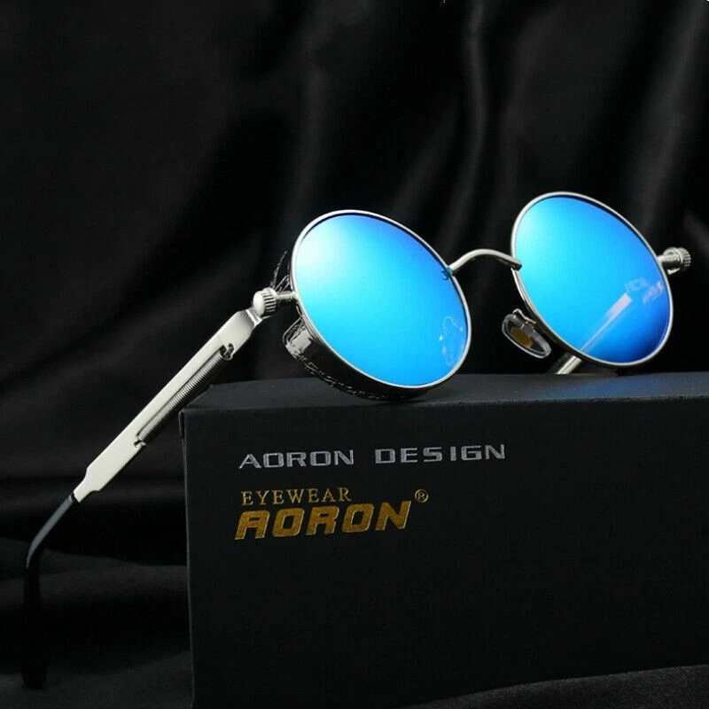 Gafas de sol retro polarizadas HD para hombre UV400 gafas redondas gafas de conducción Steampunk Foto 4 de 4