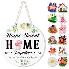 Interchangeable Welcome Sign Valentine's Day Front Porch Decor, Modern Ivory
