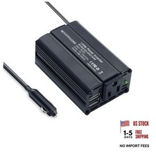 Black 150W Power Inverter 12V DC to 110V AC Car Plug Adapter Outlet Converter