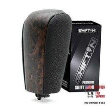 Black Leather Dark Mahogany Wood Gear Shift Knob Black Leather / Dark Wood