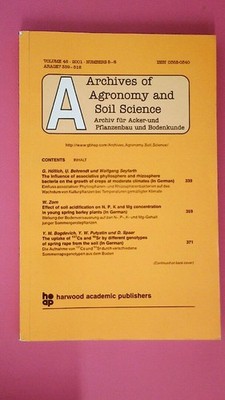 207491 ARCHIVES OF AGRONOMY AND SOIL SCIENCE - ARCHIV FÜR ACKERBAU UND