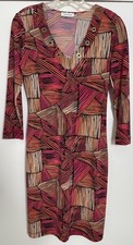 Calvin Klein Dress Women’s Size 2 Long Sleeve V-Neck Colorful Geometric Print