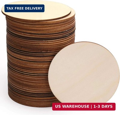 100 PC 4 Inch Natural Wood Circles Perfect for Crafts Home Decoration Painting