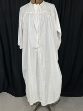 antique nightgown white Victorian lg bust 44 white cotton needs repair 1800