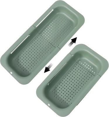 Collapsible Sink Colander Strainer Basket Expandable Plastic Drainer Apple Green