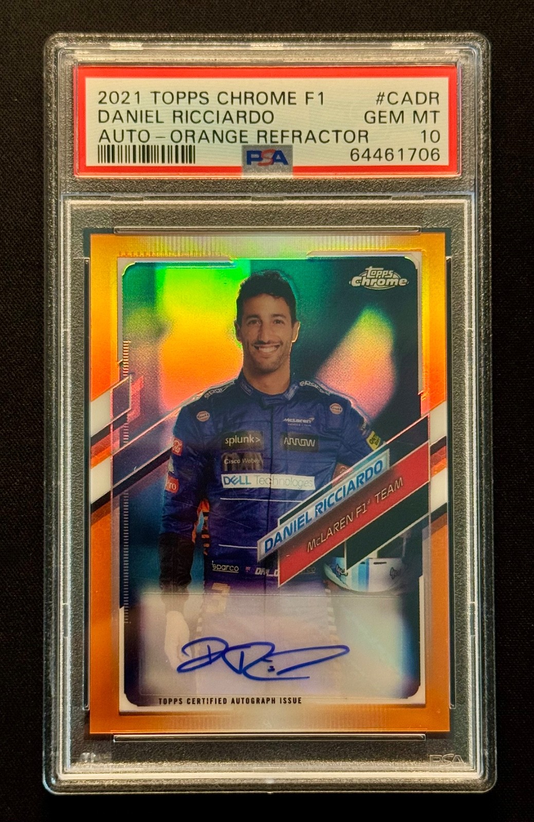 2021 Topps Chrome Formula 1 F1 Daniel Ricciardo AUTO Orange 10/25 PSA 10! 🔥🔥