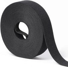 1" x 30ft Hook and Loop Tape Roll Black Heavy Duty Fastener Strap Cut to Length