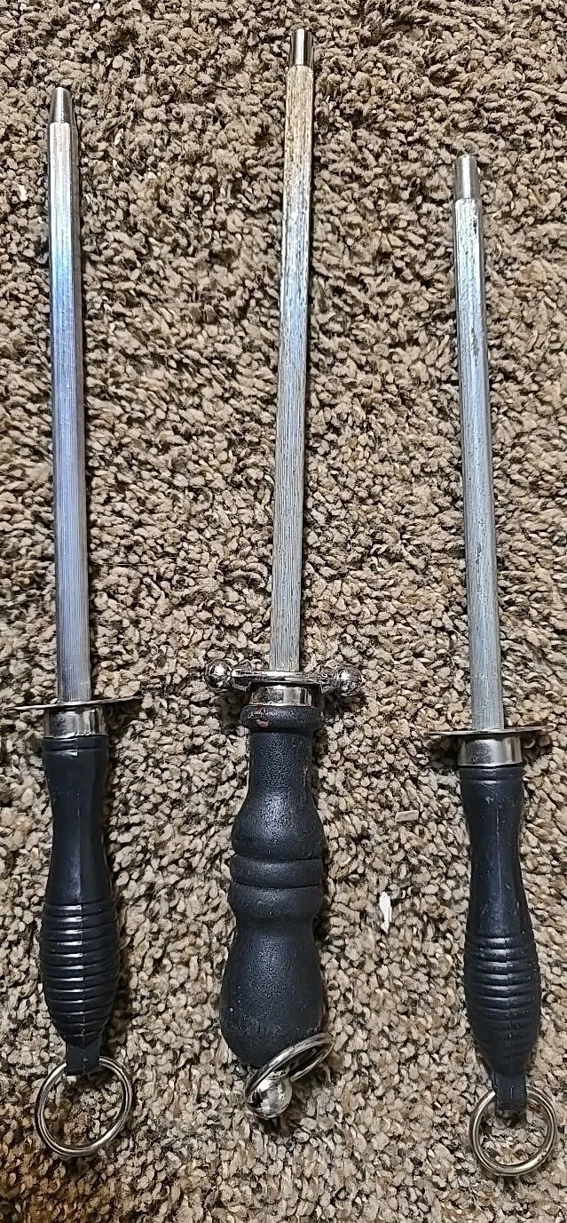 Lot of 3 Knife Sharpening Steels Honing Rods Butcher Kitchen Tools Guarded
Opens in a new window or