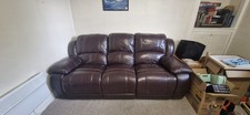 dark leather sofa, three seats, two recliner, perfect condition