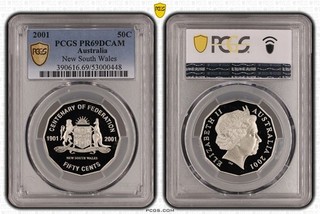 PCGS 2001 Australia 50C New South Wales PR69DCAM