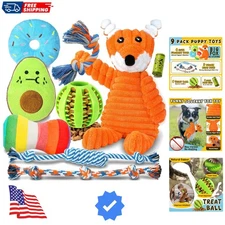 9 Pack Luxury Puppy Toys for Teething Small Dogs, Puppy Chew Toys with Cute S...