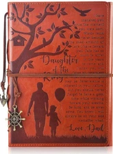 Father to Daughter Gifts Leather Writing Journal from Dad with Inspirational ...