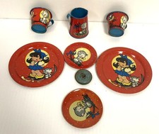 Unmarked Ohio Art She Loves Me Not- Tin Lithograph Tea Set F5-43