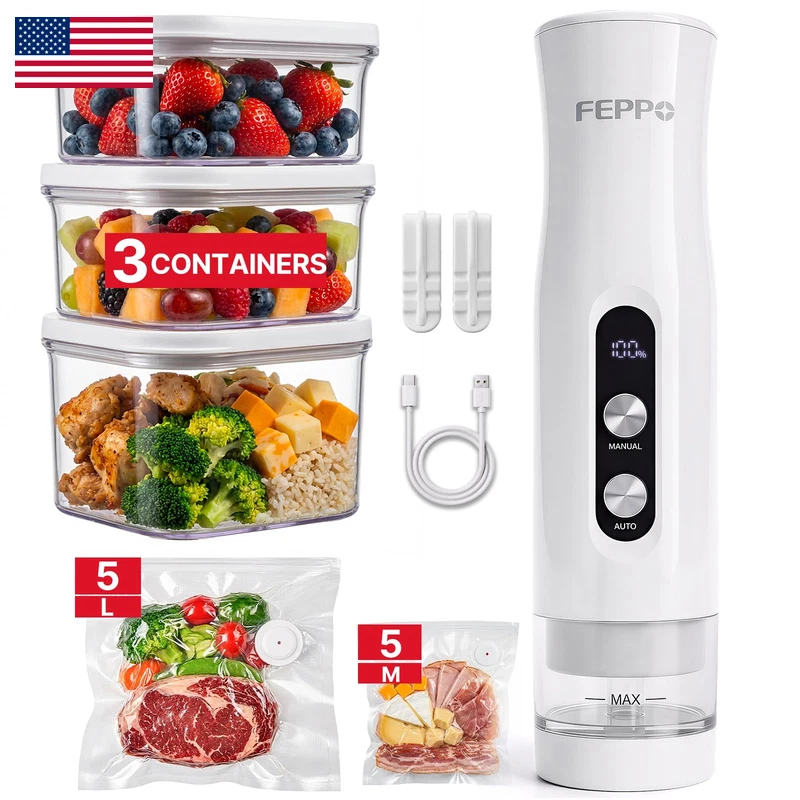Feppo Compact Vacuum Sealer For Food Vacuum Sealer Machine 3 Containers 10
Opens in a new window or