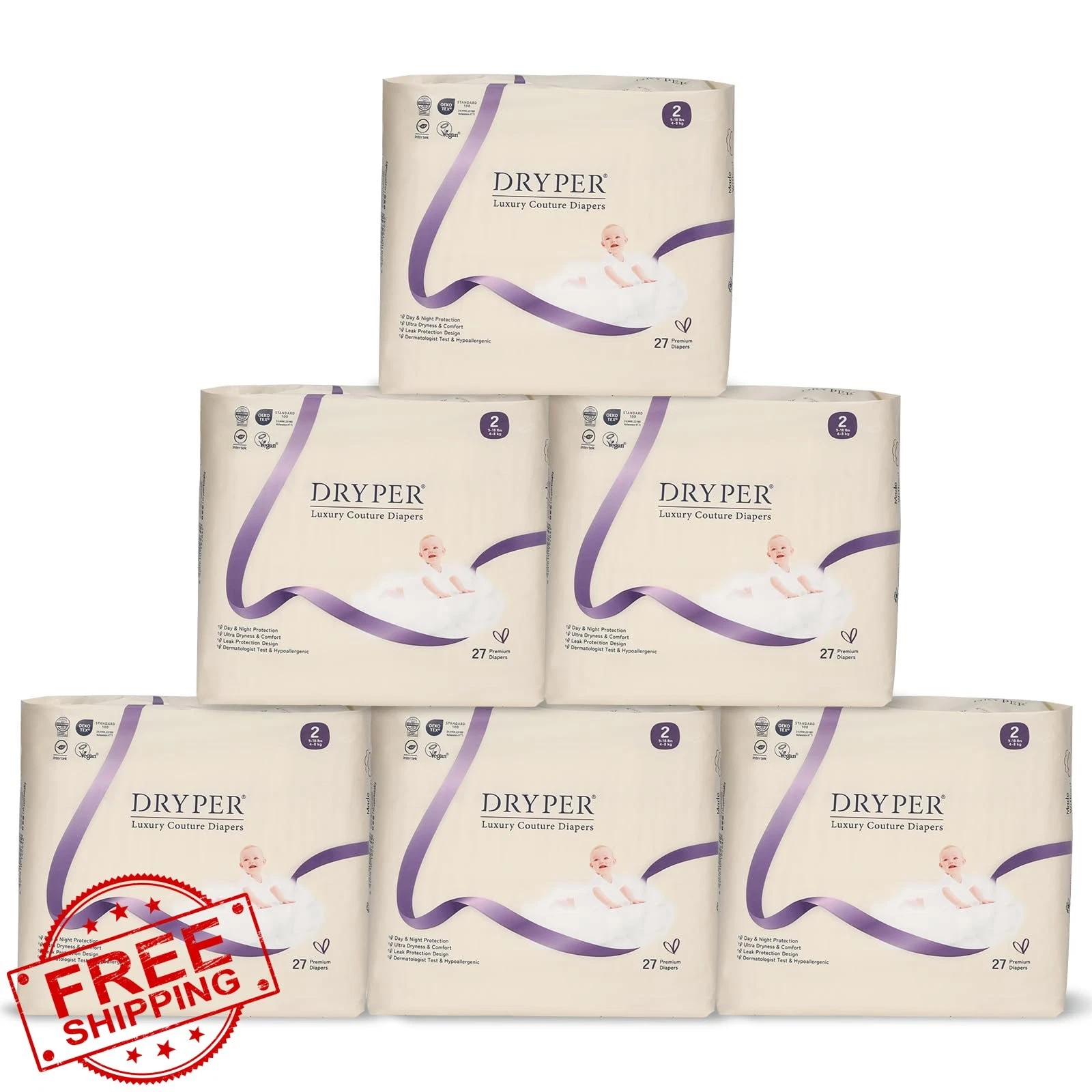 DRYPER Disposable Diapers Newborn Size 2 162 Count