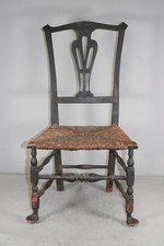 A RARE 18TH C MA CHIPPENDALE CHAIR WITH RARE TURNED DUCK FOOT IN ORIGINAL PAINT