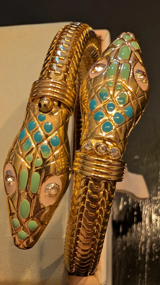 Pulsera GAS BIJOUX 24K Chapada en Oro Flexible Forma de Serpiente Hecha a Mano en Francia Foto 2 de 4