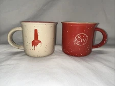 MAKER'S MARK Brand Ceramic Mug Coffee Cup Set Of 2 Bourbon Whisky White & Red