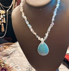 vintage opalite necklace opalite chips and large pendant 16 inces 41 x 35 mm pen — photo 1