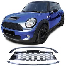 K&uuml;hlergrill Set 3-teilig Schwarz Glanz f&uuml;r Mini One Cooper JCW R56 R57 R58 R59