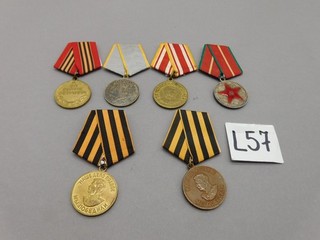 UDSSR 6. Medaillen tls. 2. wk Siegesmedaillen Militärisch Kampf etc L 57