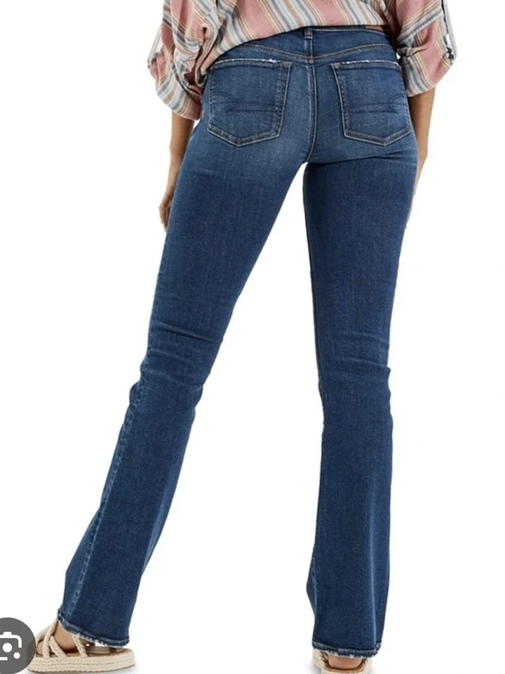 American Eagle Kick Boot Flared Jeans UK Size 10 Long Leg NWT Indigo Stretch - Image 2 of 4