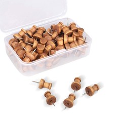 120 Pcs Wood Push Pins, Walnut, Standard, Wooden Thumb Tacks 120pcs, Brown