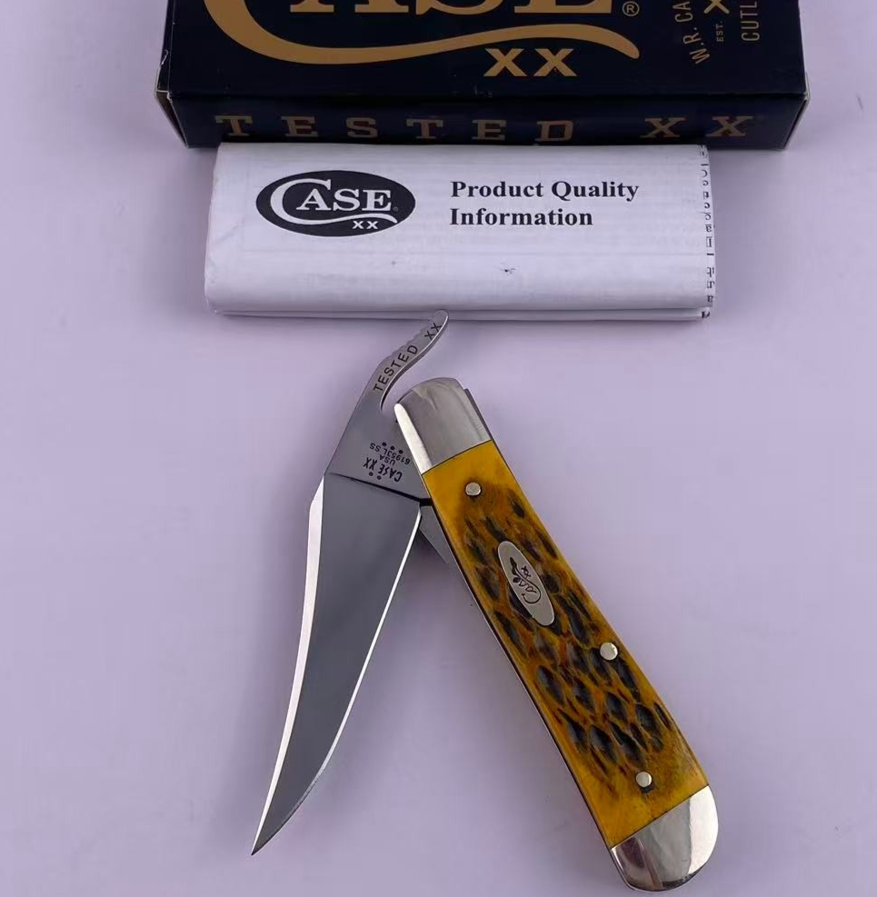 Case xx RussLock BoneStag Handle Tru-Sharp Stainless Folding Pocket Knife 65303