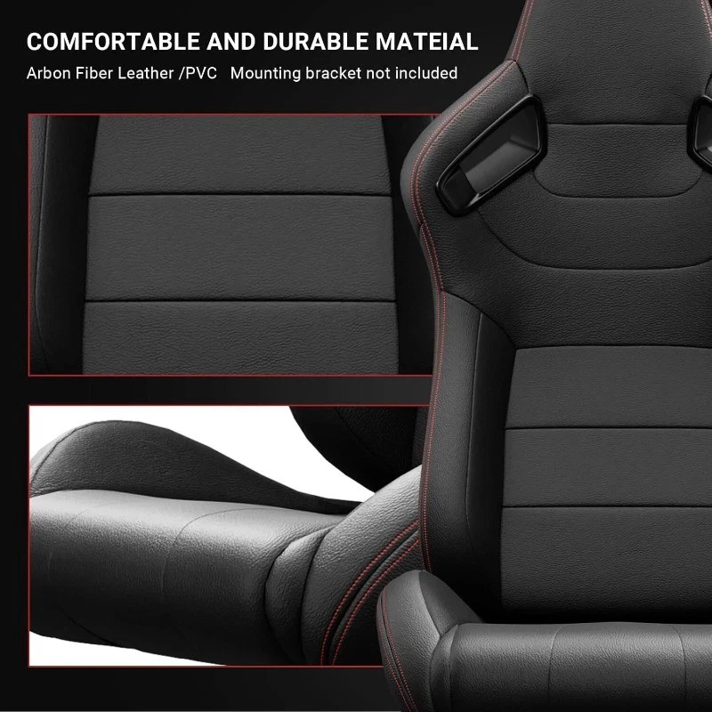 2x Universal Bucket Racing Seats for Suzuki Adjustable Reclinable w/ Dual-Slider - Image 4 of 4