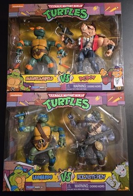 Playmates TMNT Lot of 2 2-Packs Michelangelo Vs Bebop, Leonardo Vs Rocksteady