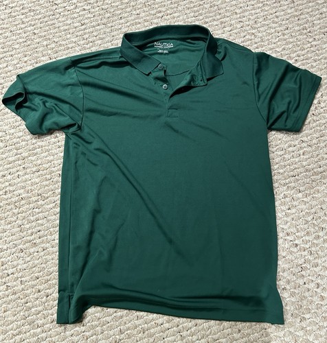 Nautica Young Men / Boys M 36/37 School Uni 2-Button Polo Shirt Hunter Green
