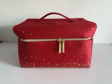 Estee Lauder Red Velvet w/Stars Cosmetic Makeup Bag Train Case 11x7x7" LG Size