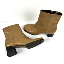 Easy Spirit Esupgrade Women’s 7.5B Brown Leather Zip Ankle Boots Chunky Heel Y2K