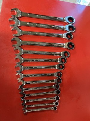 Proto 14 Piece, 1/4'' to 1'', 12 Point Ratcheting Combination Wrench Set New